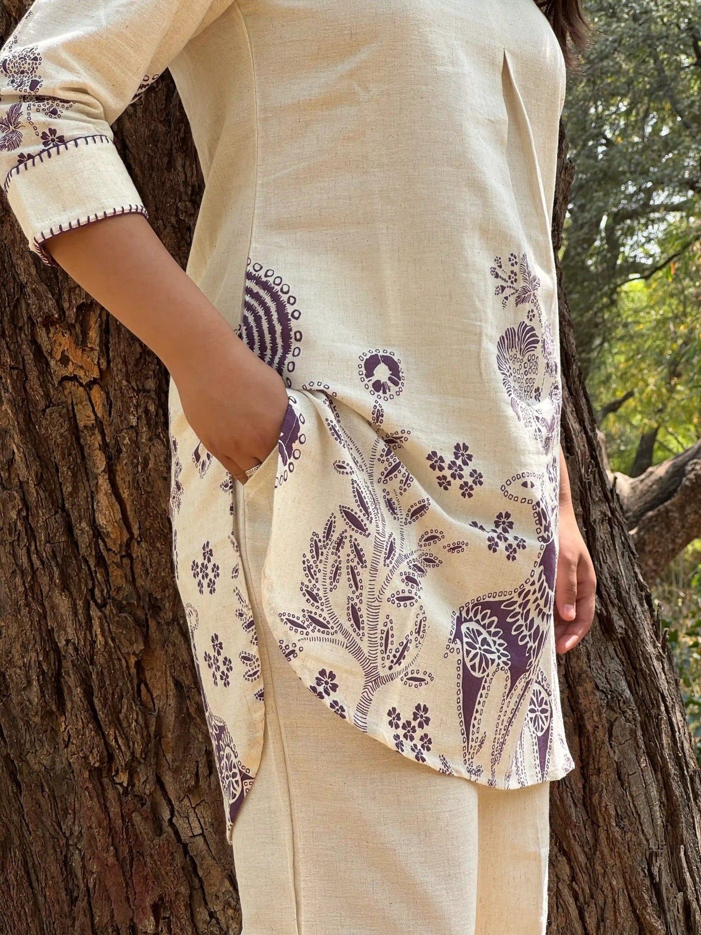 Beige Printed Coord Set