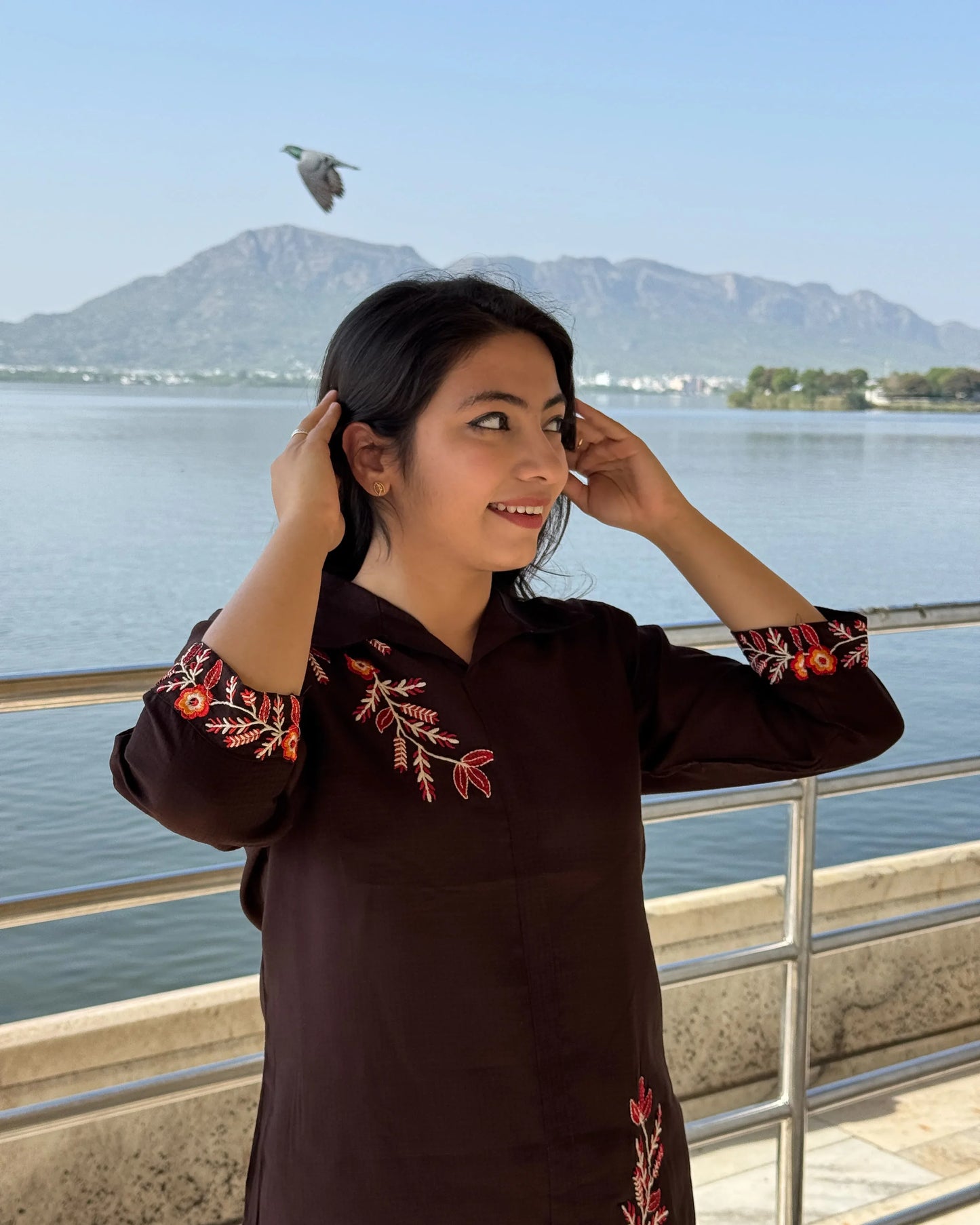 Shirt Pattern Coord with Work(brown)