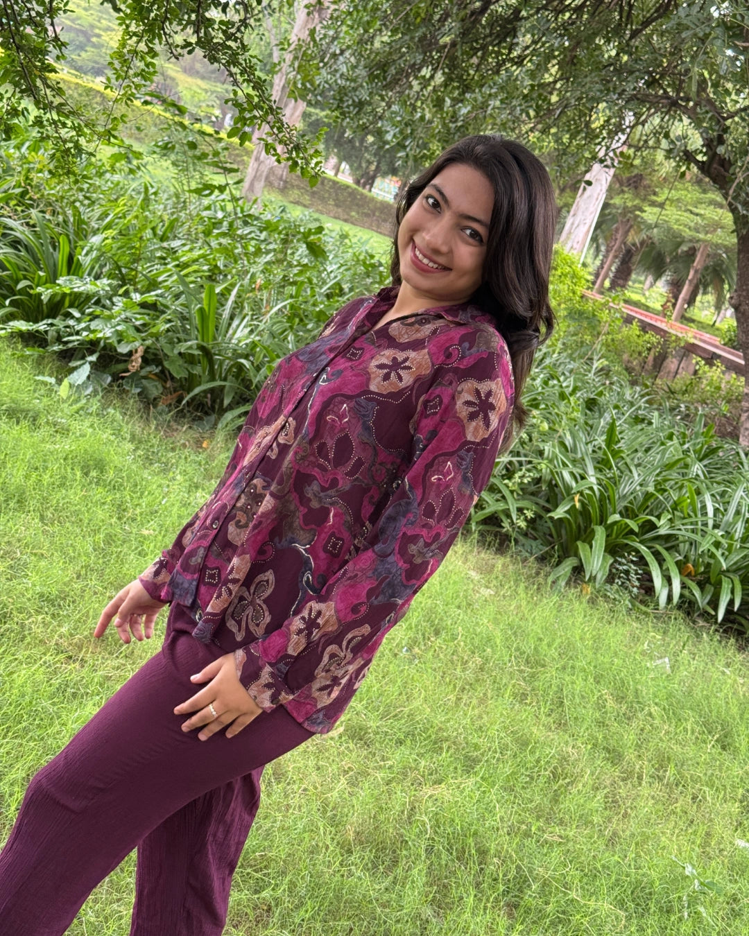 Purple Shirt Coord Set
