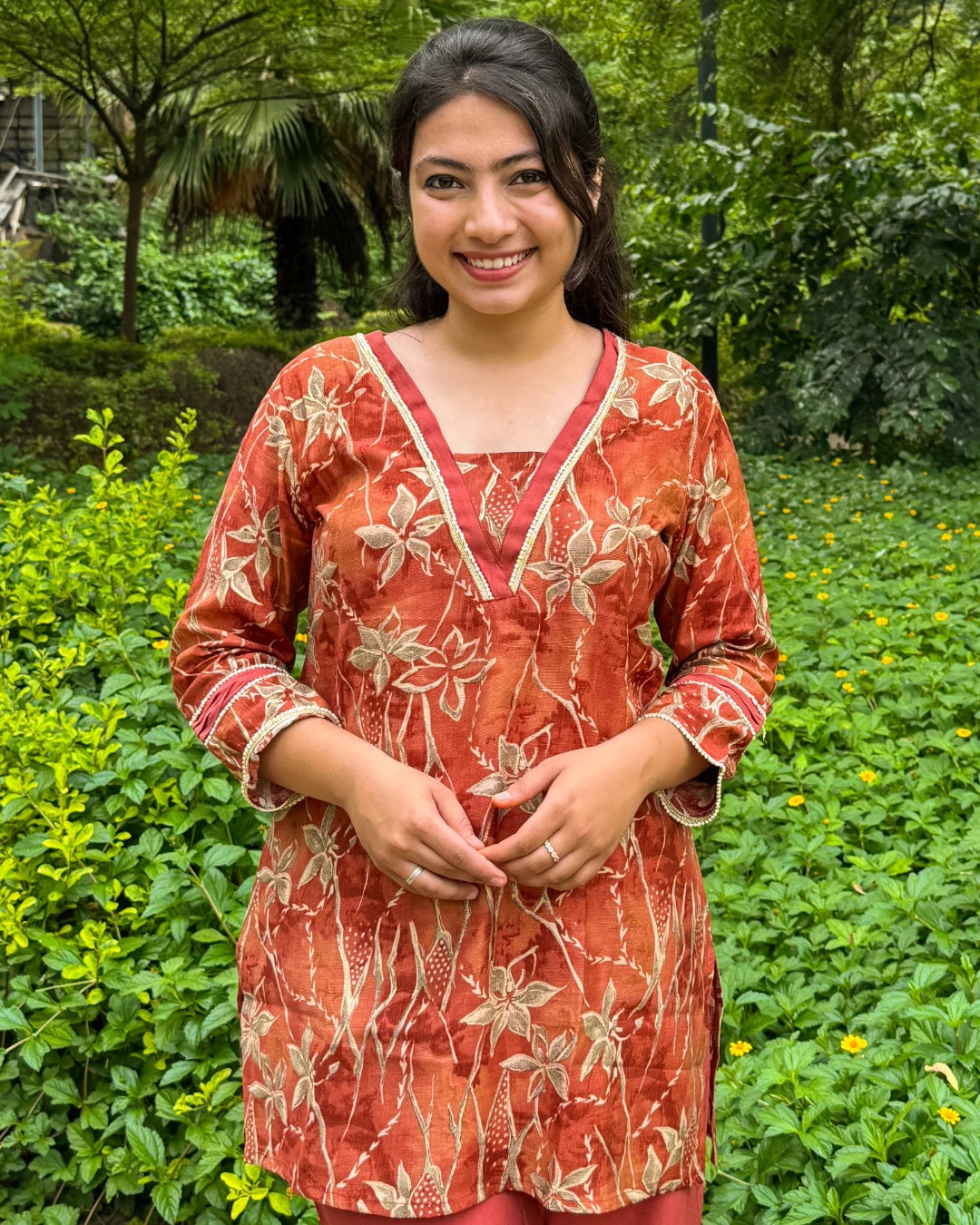 Rust V-neck Coord-Set