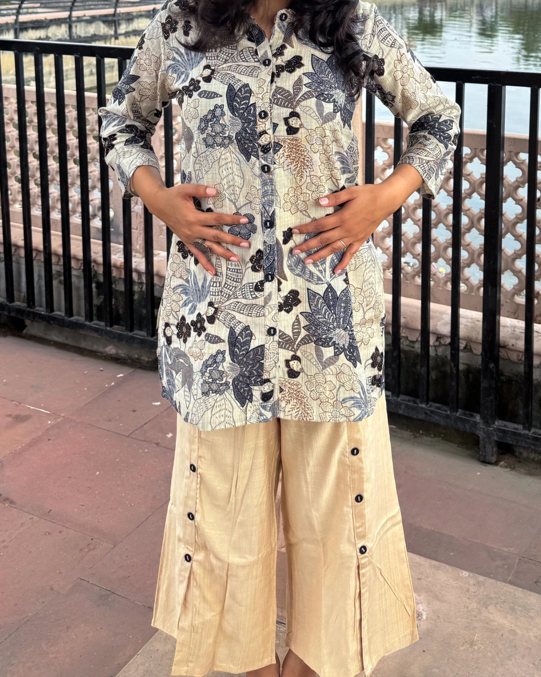 Beige Shirt Coord-Set
