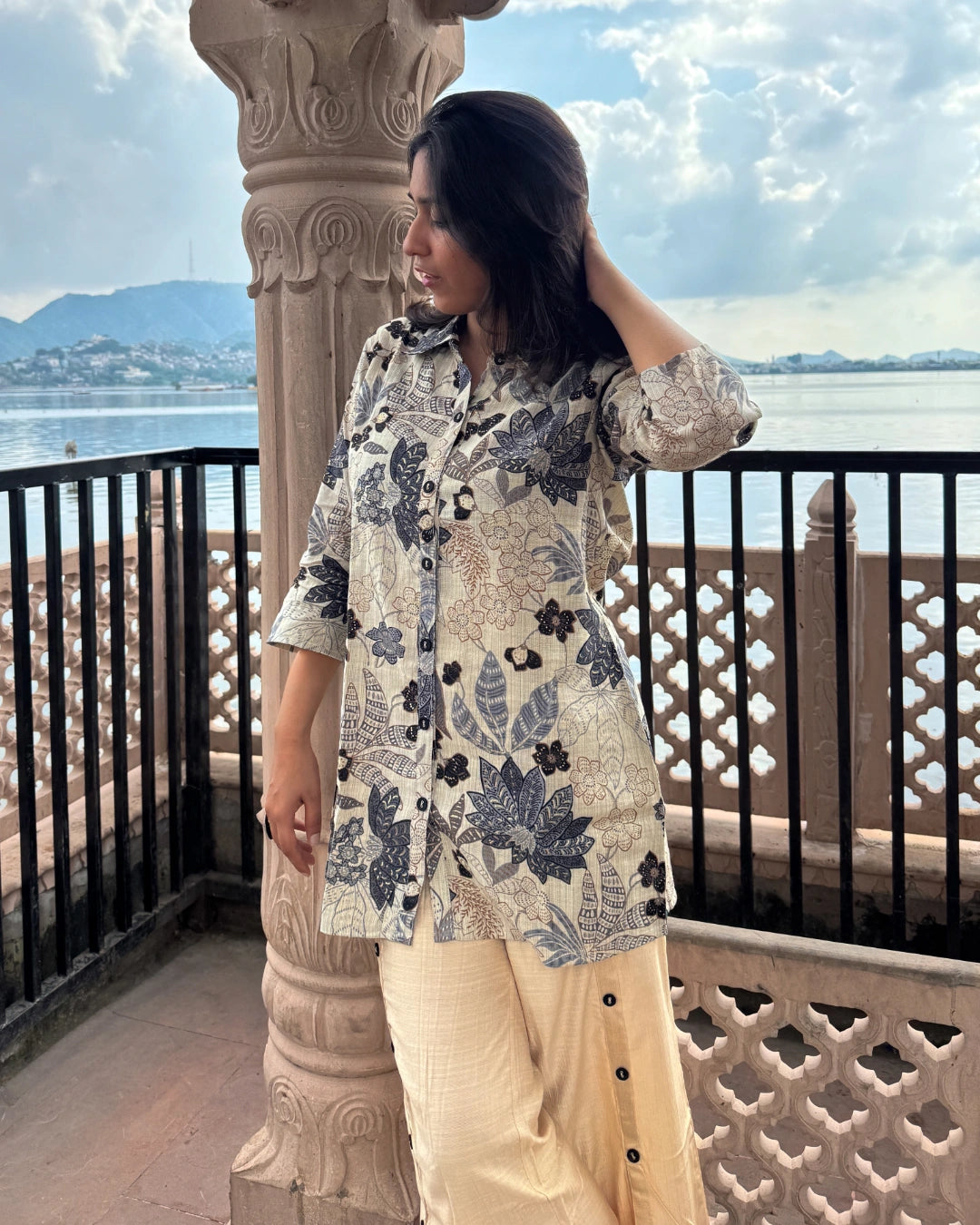 Beige Shirt Coord-Set
