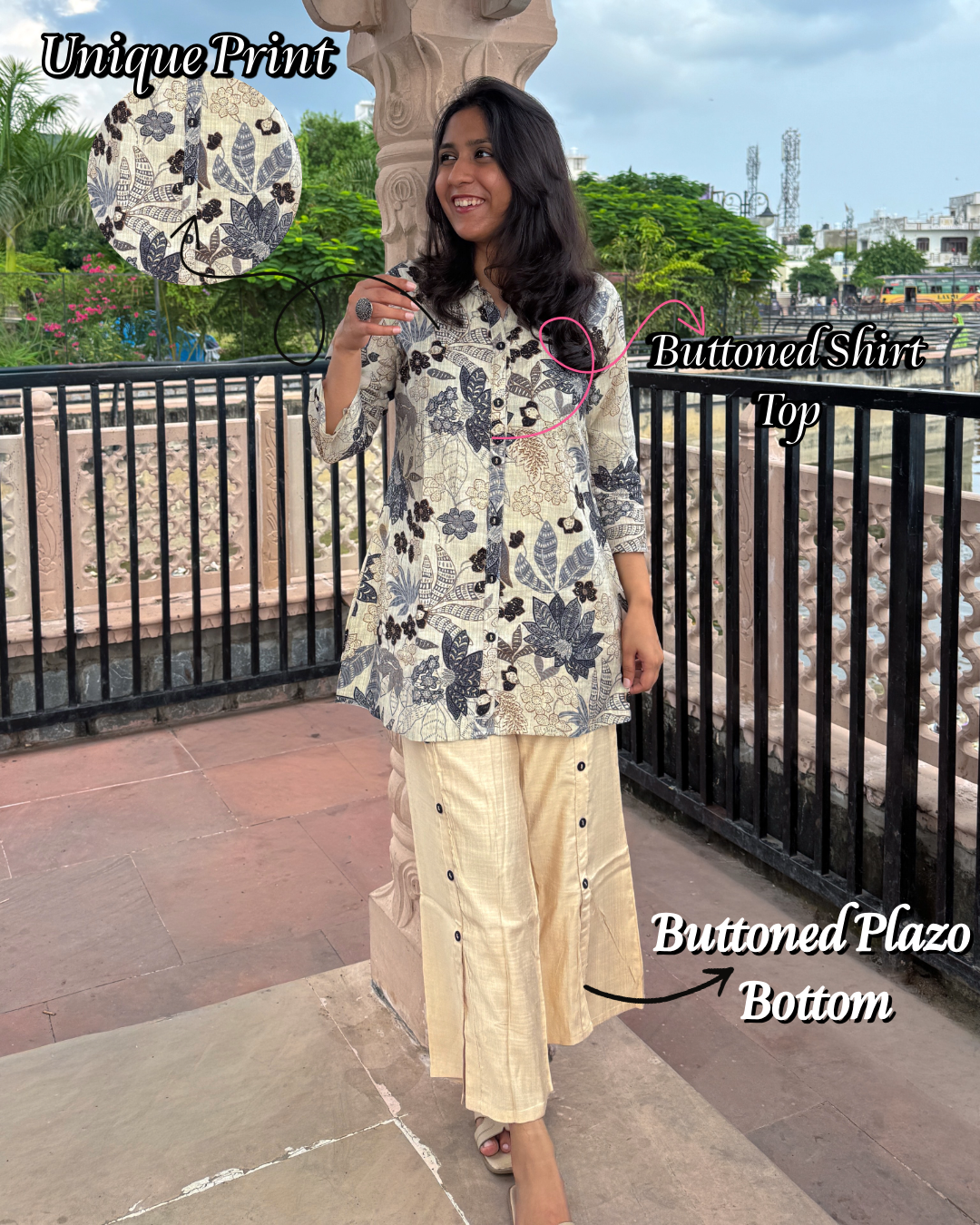 Beige Shirt Coord-Set