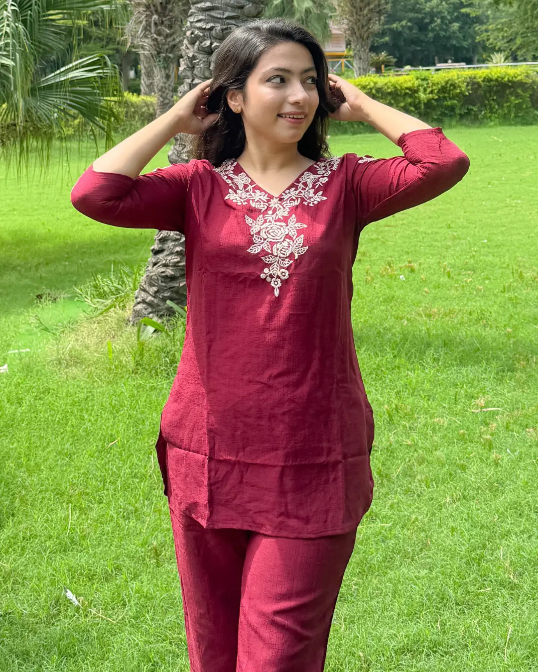 Maroon Red Coord Set