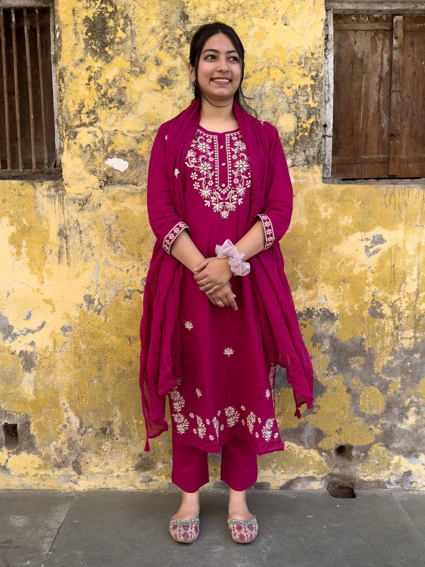 Roslic™Lucknowi Work Pink Suit