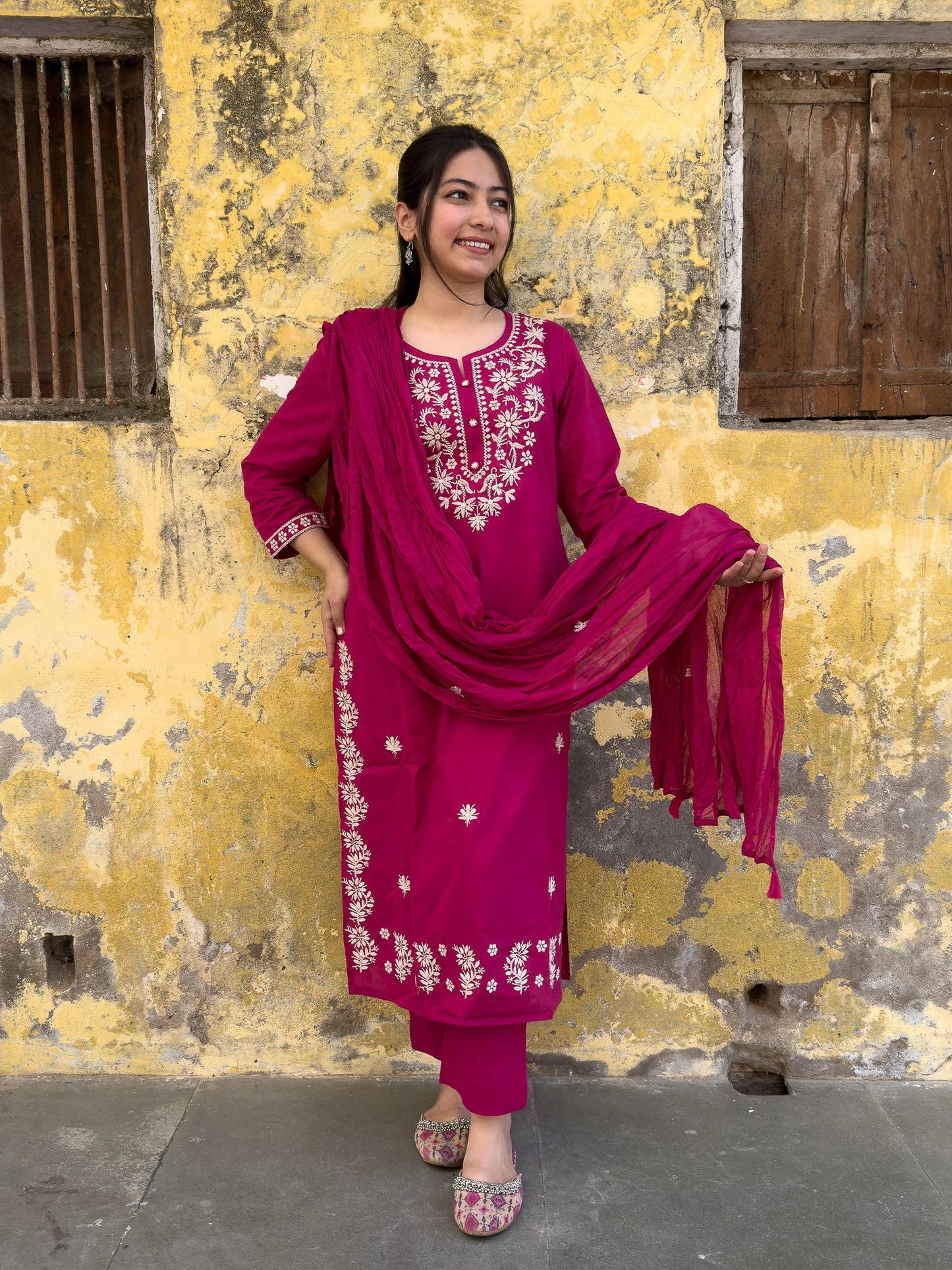Roslic™Lucknowi Work Pink Suit