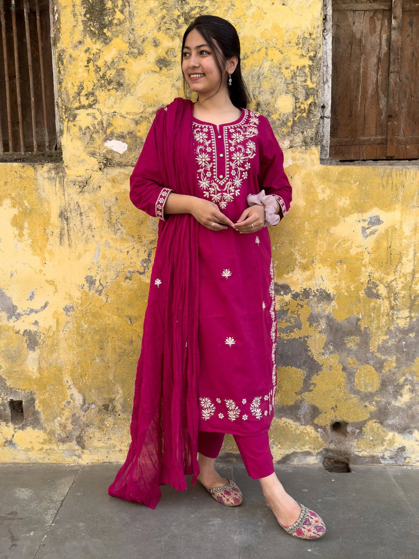 Roslic™Lucknowi Work Pink Suit
