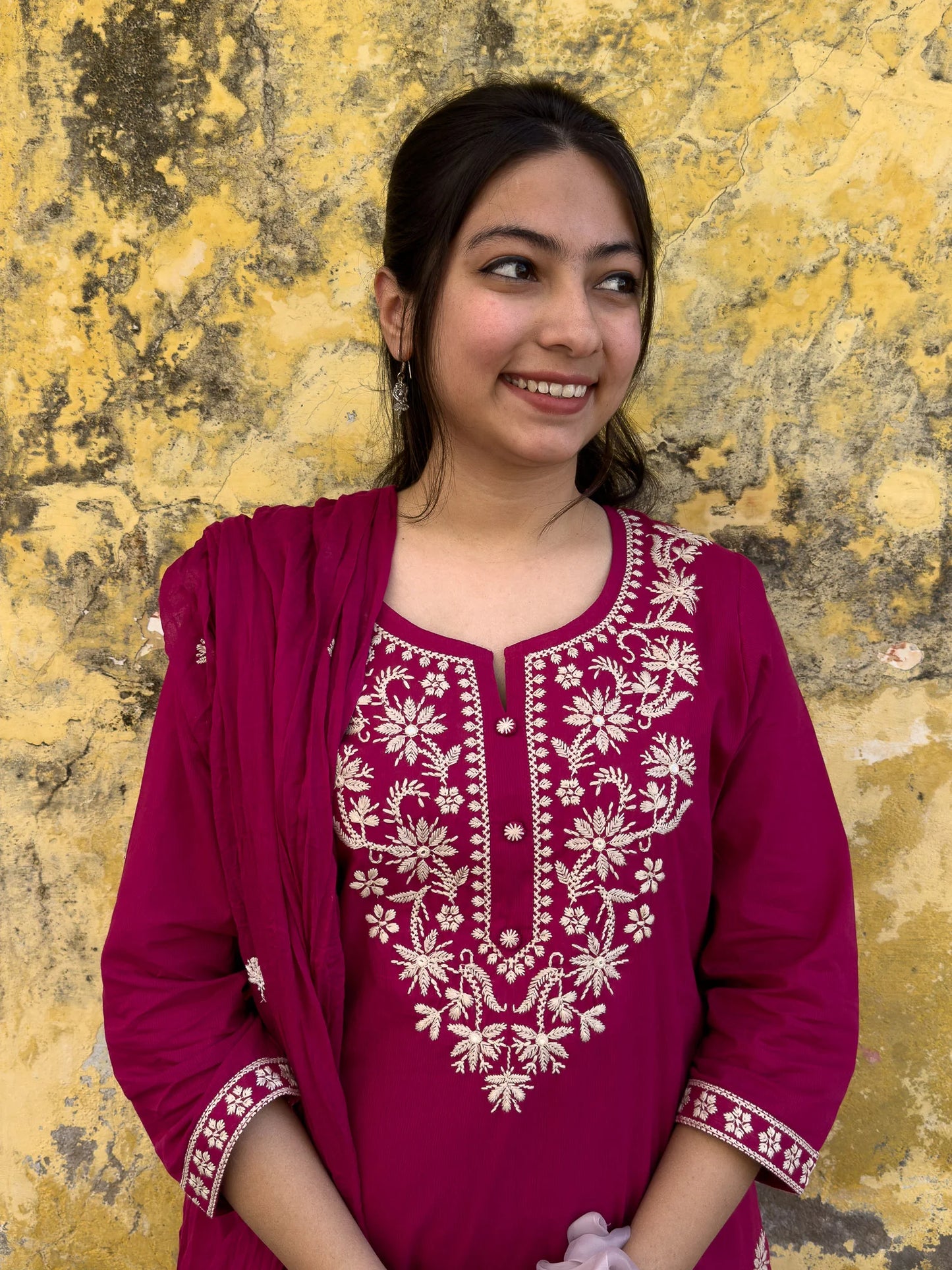 Roslic™Lucknowi Work Pink Suit
