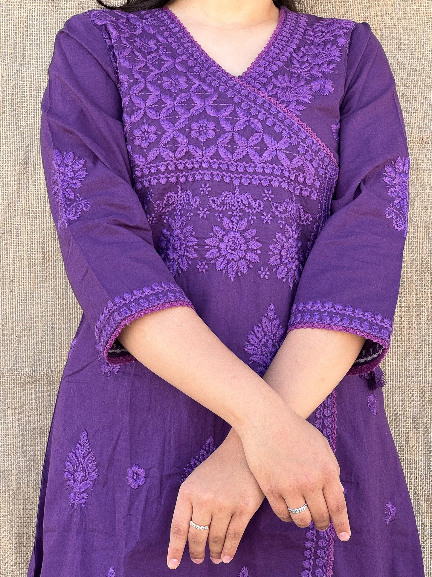 Roslic™Purple Lucknowi A Line Coord Set
