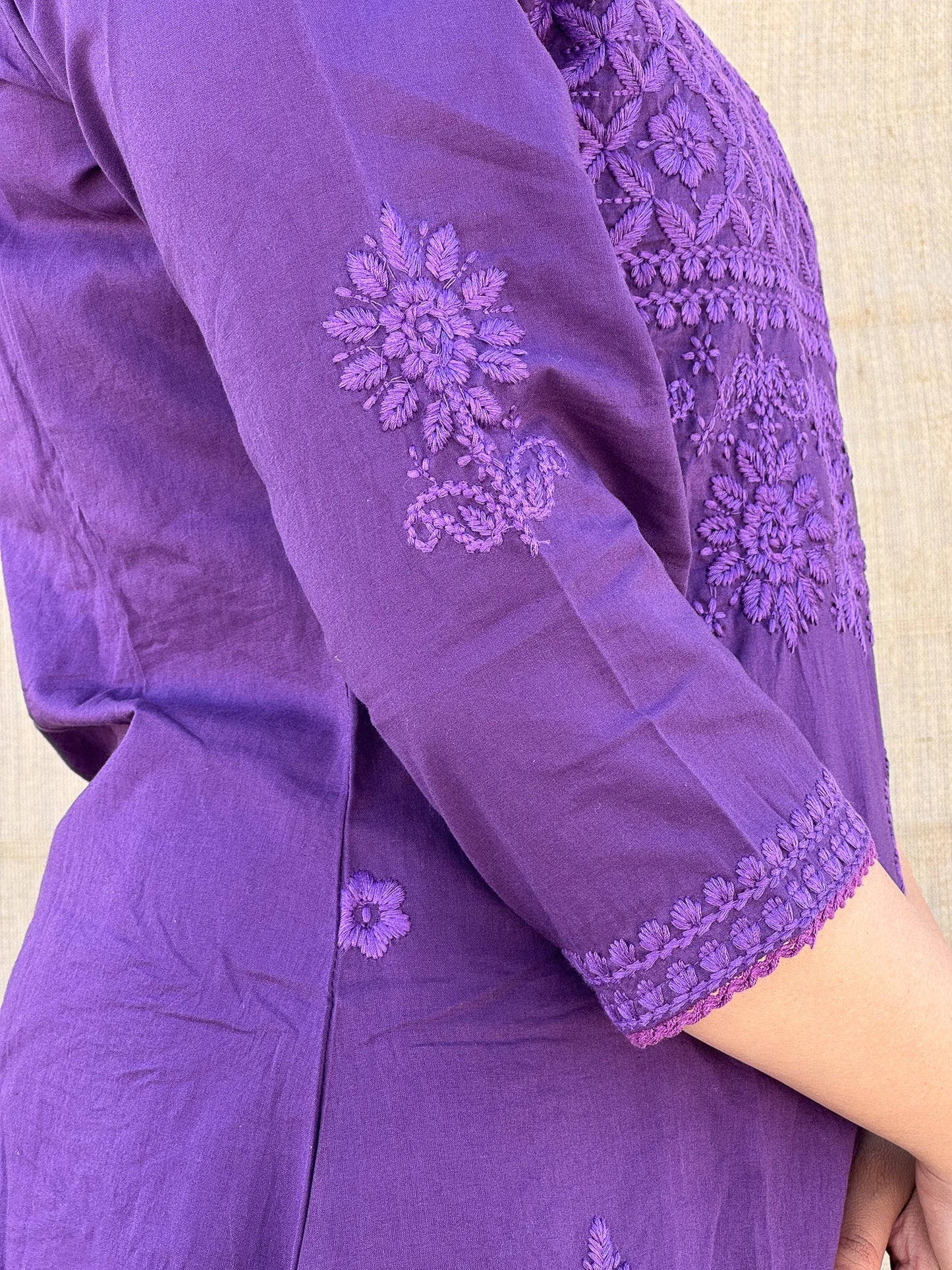 Roslic™Purple Lucknowi A Line Coord Set