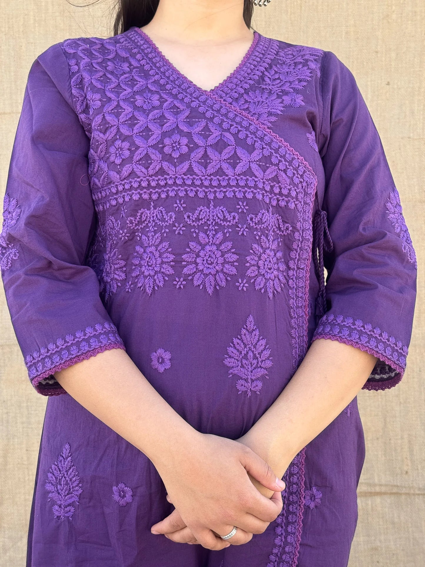 Roslic™Purple Lucknowi A Line Coord Set