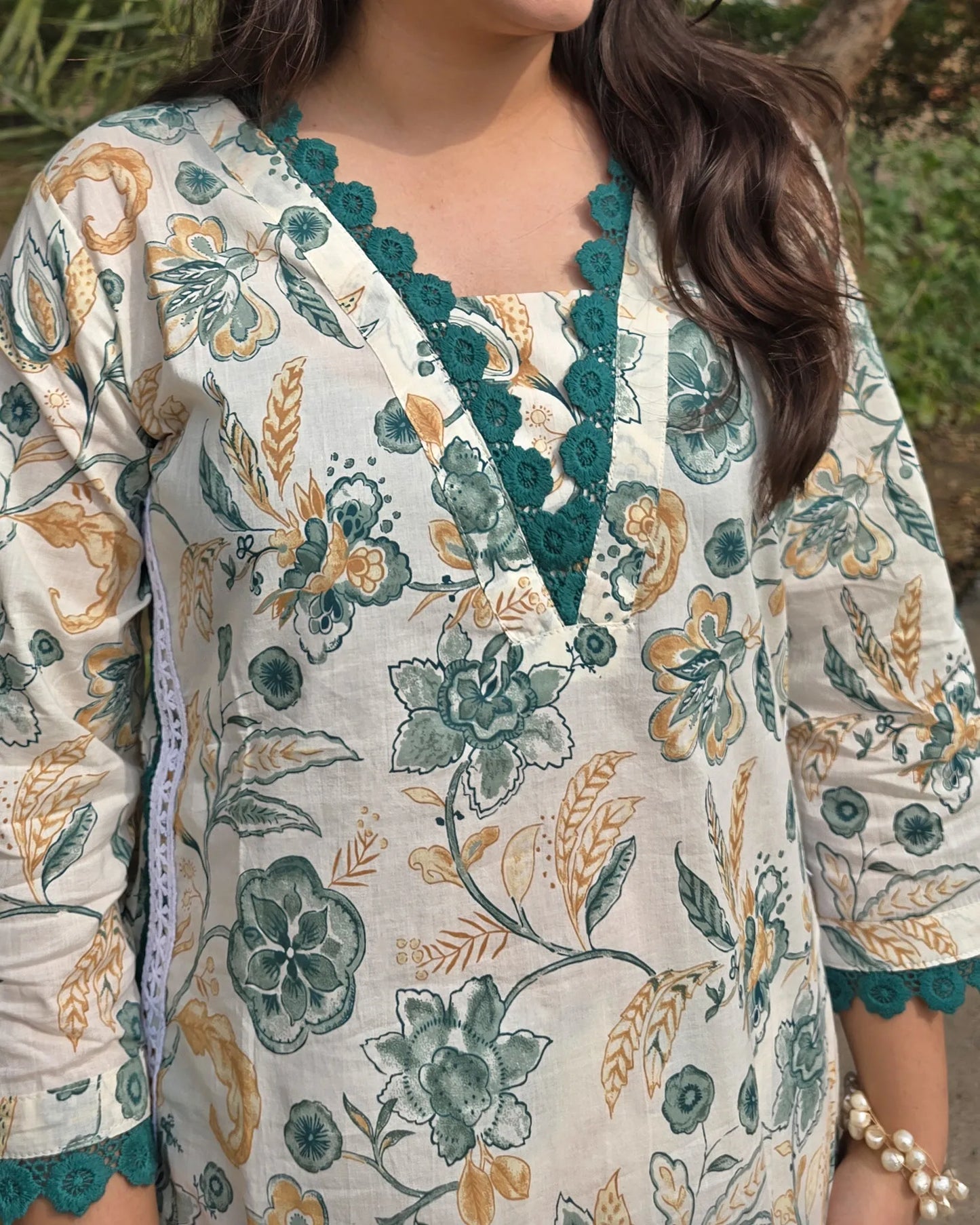 Cotton Farshi Salwar Coord with Lacework