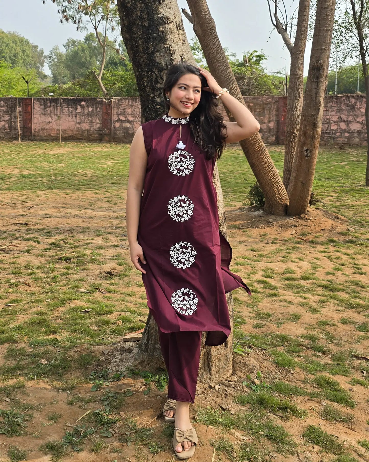 Embroidered Long Kurta coord
