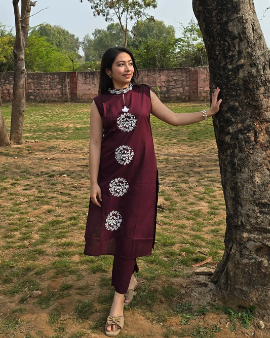 Embroidered Long Kurta coord