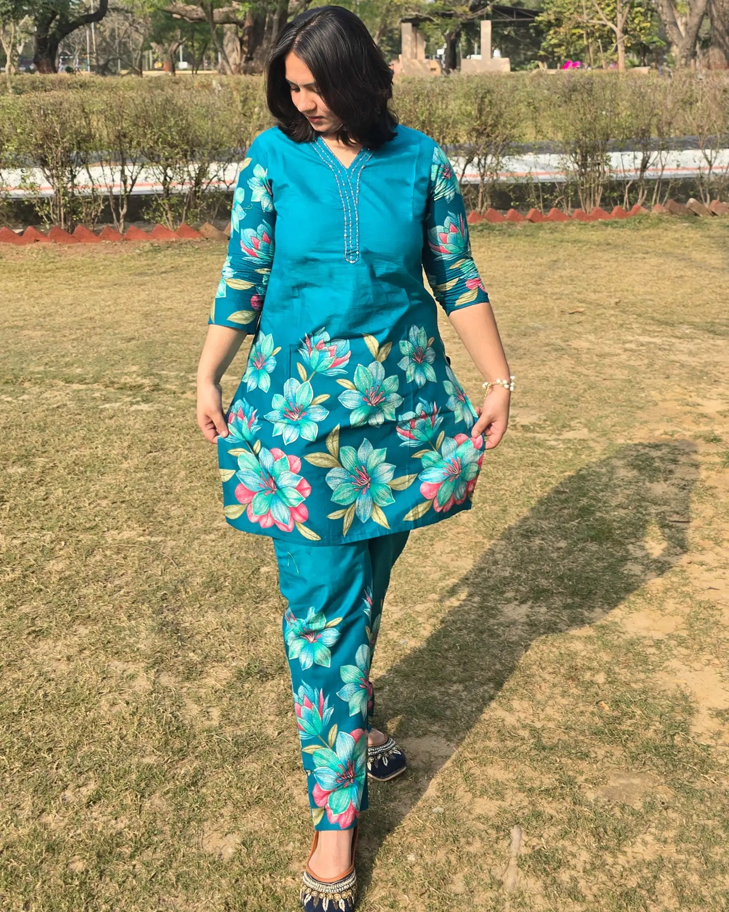 Daaman Print Blue Coord