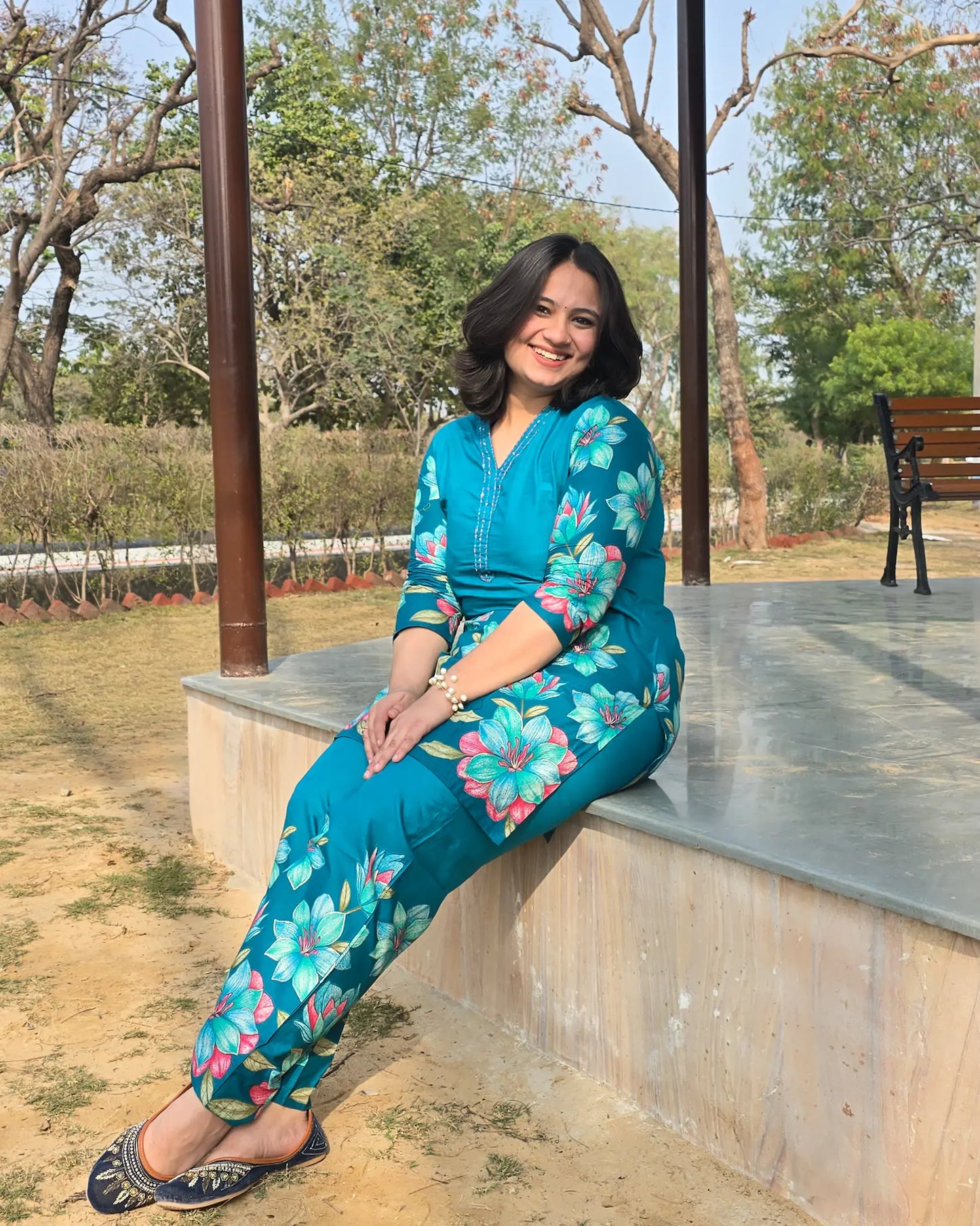 Daaman Print Blue Coord