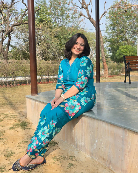 Daaman Print Blue Coord