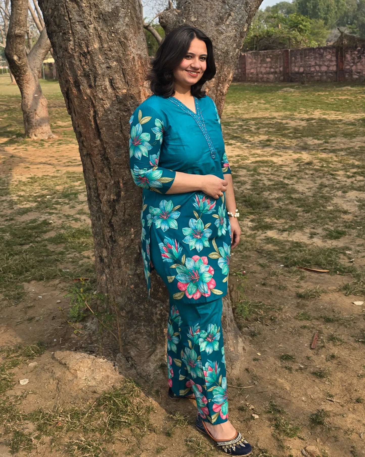 Daaman Print Blue Coord