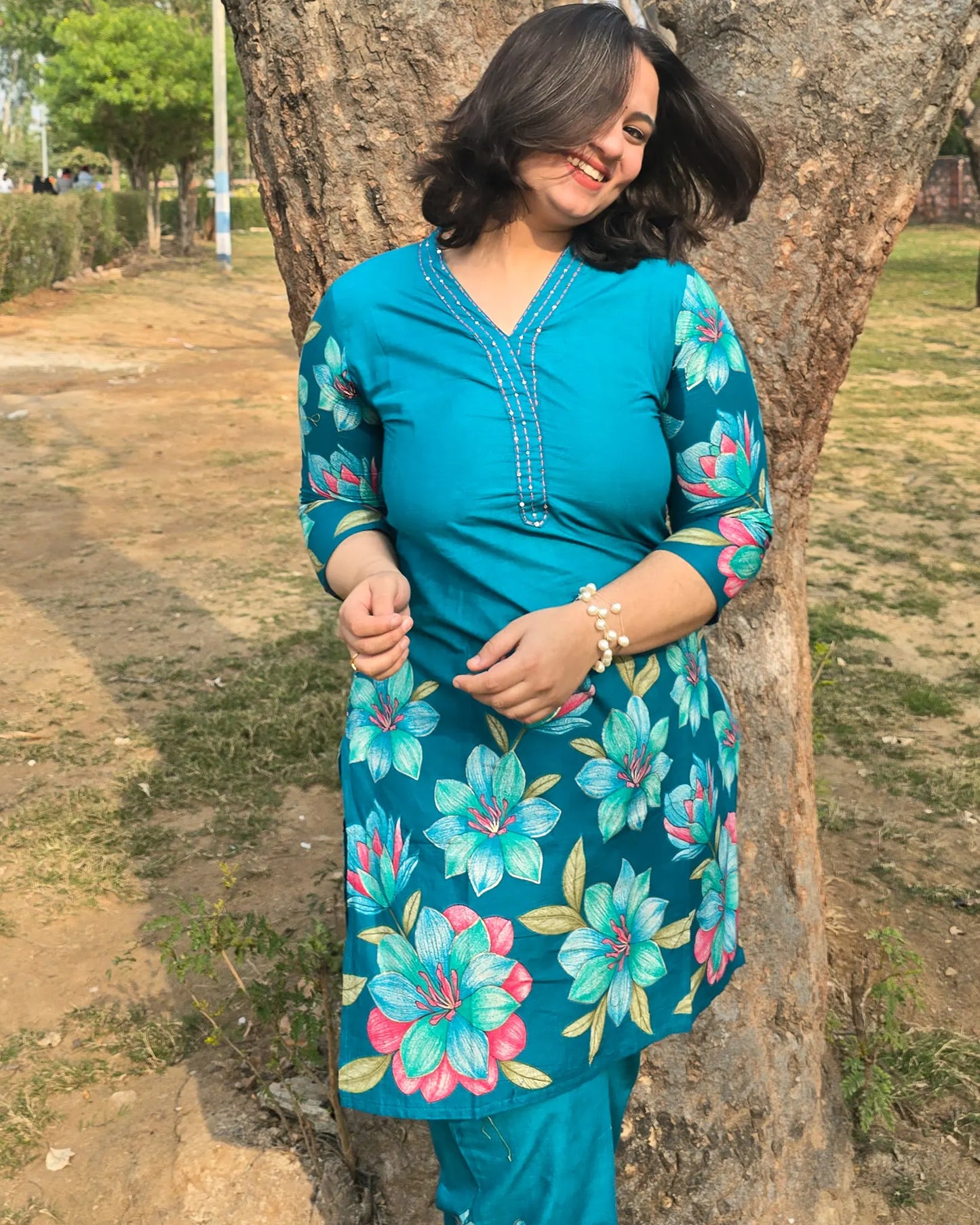 Daaman Print Blue Coord