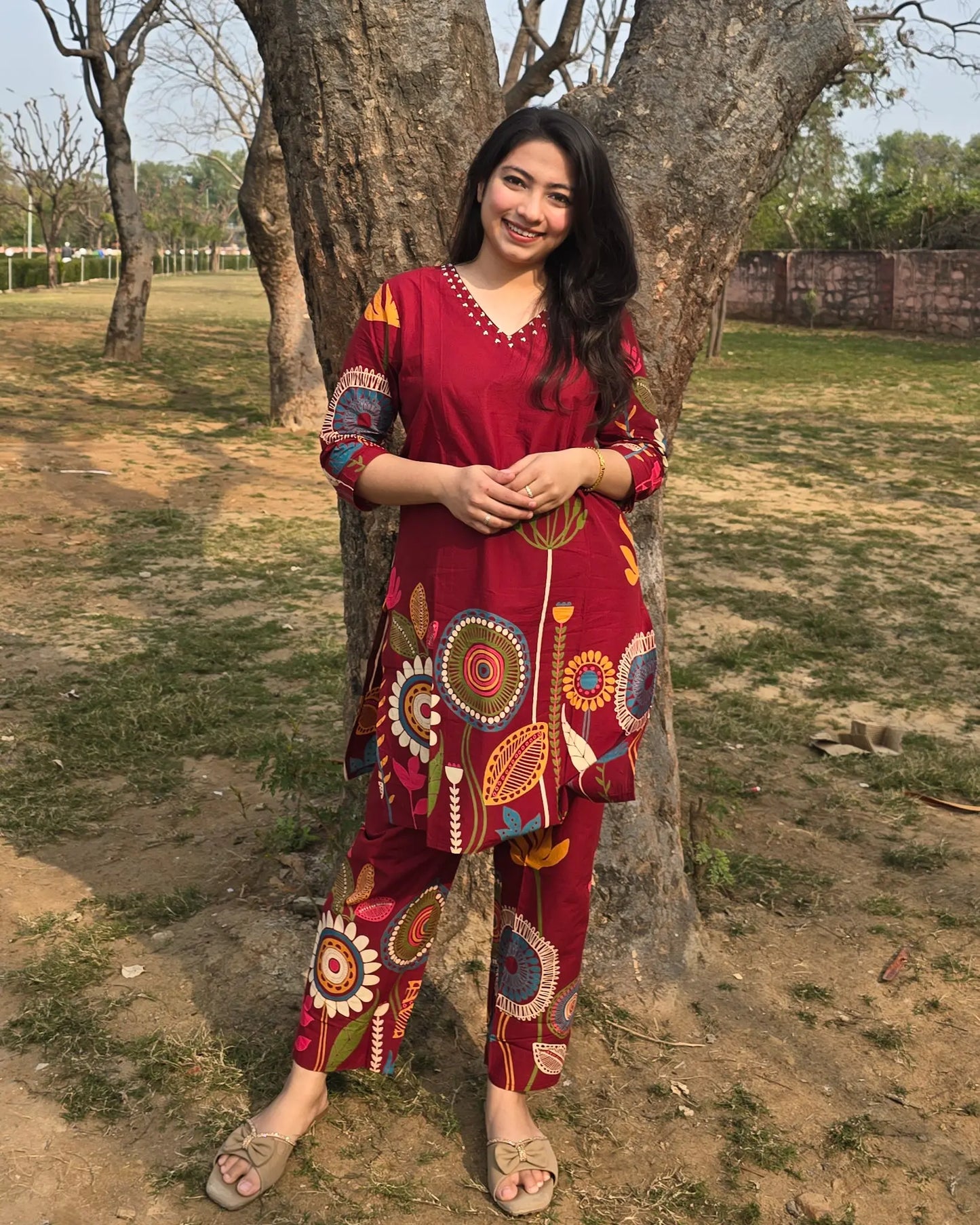 Rust Daaman Print Coord