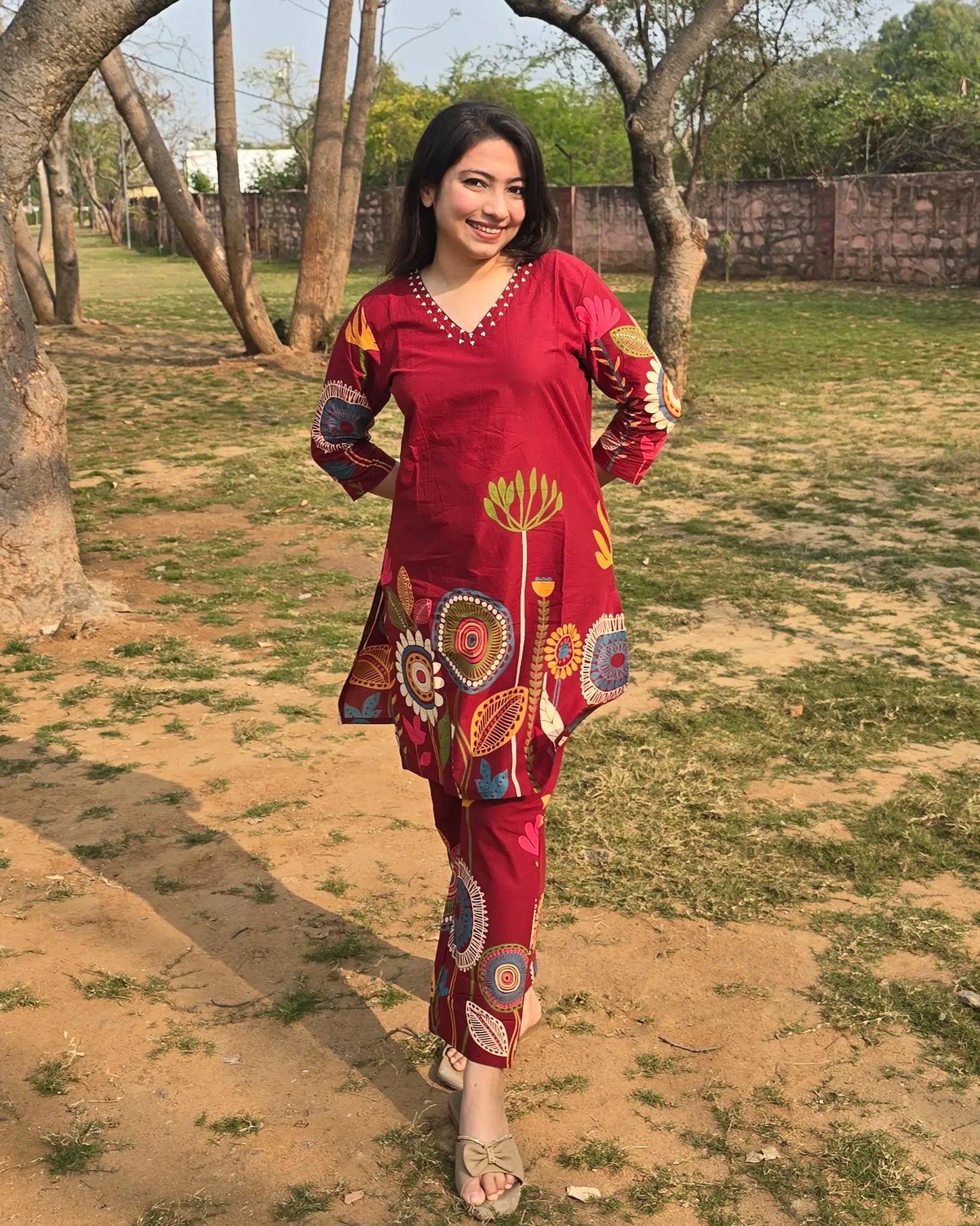 Rust Daaman Print Coord