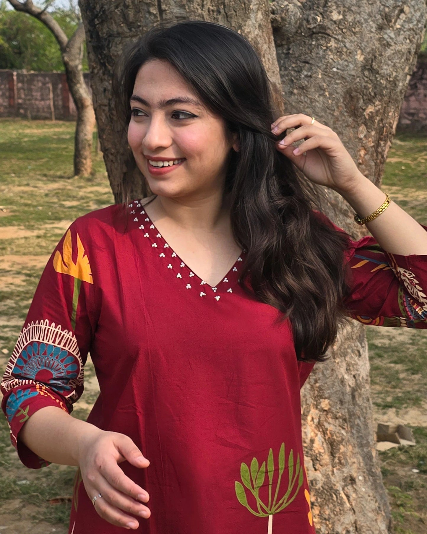 Rust Daaman Print Coord