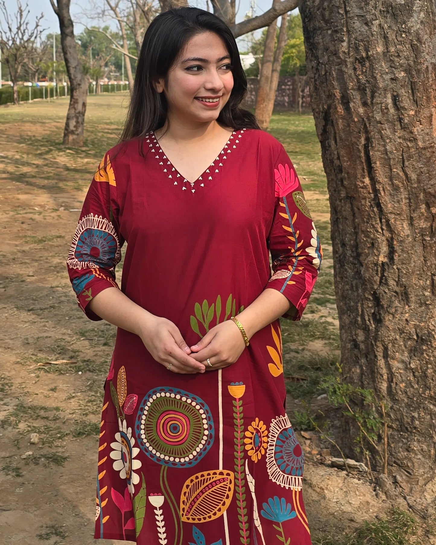 Rust Daaman Print Coord