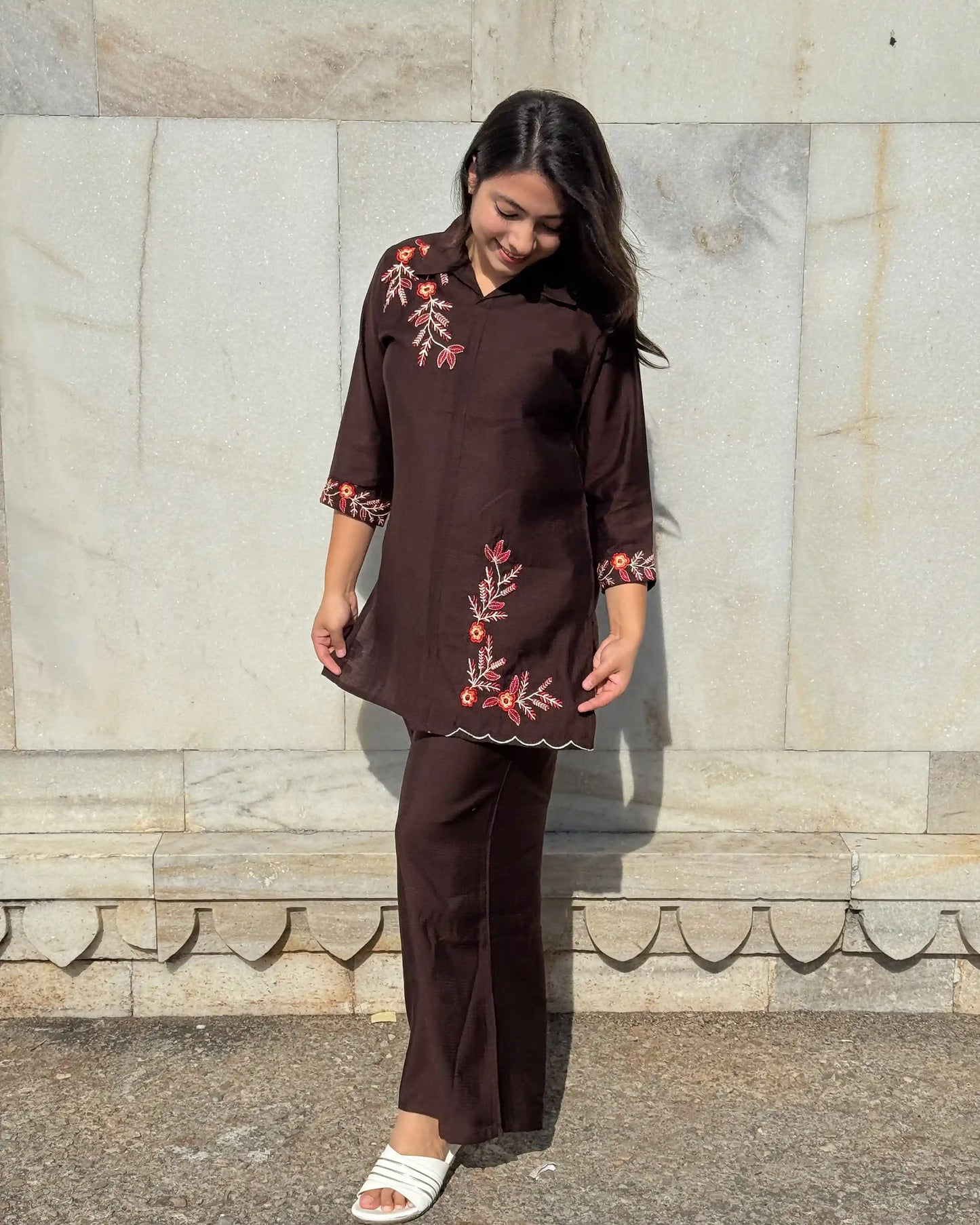 Shirt Pattern Coord with Work(brown)