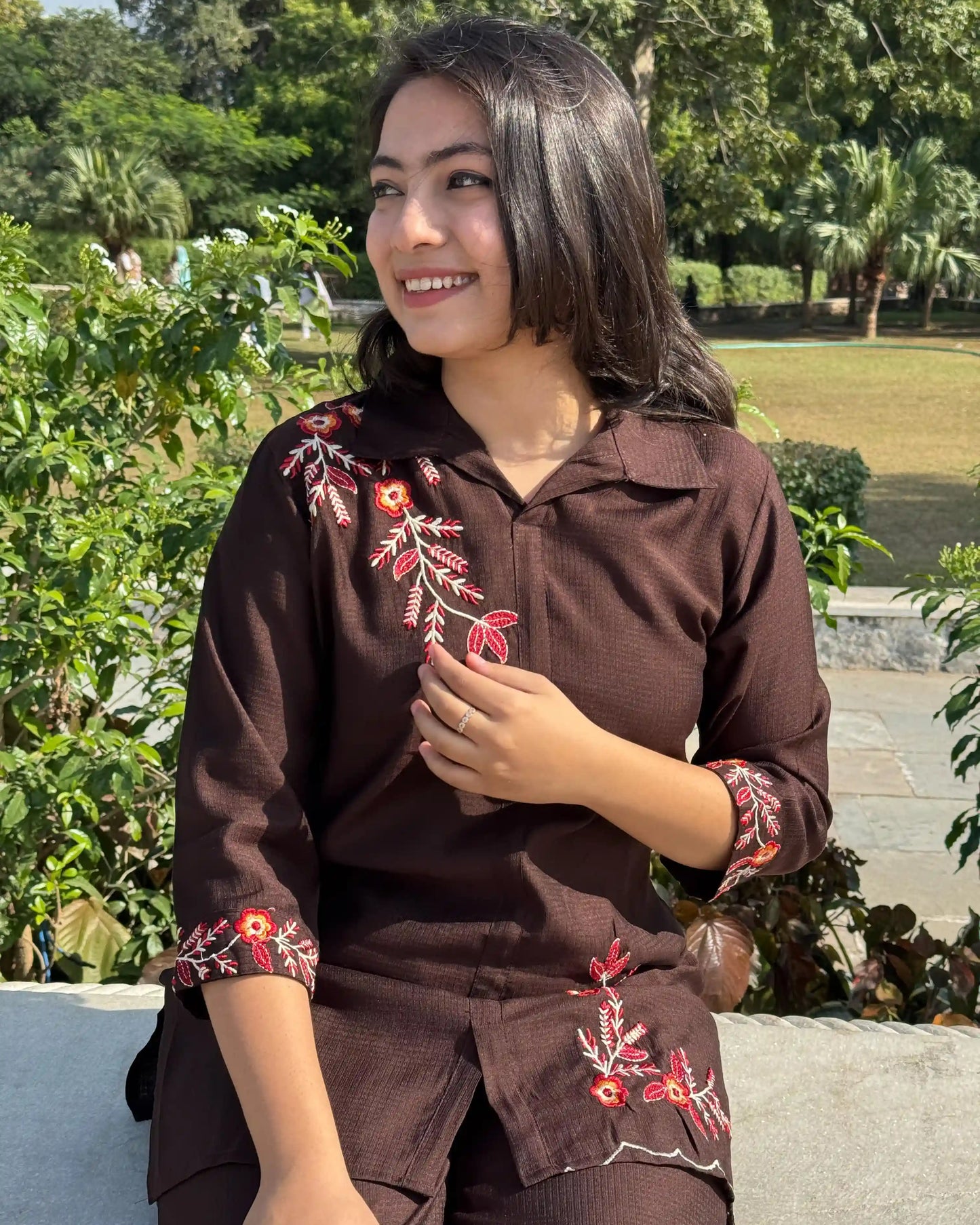 Shirt Pattern Coord with Work(brown)