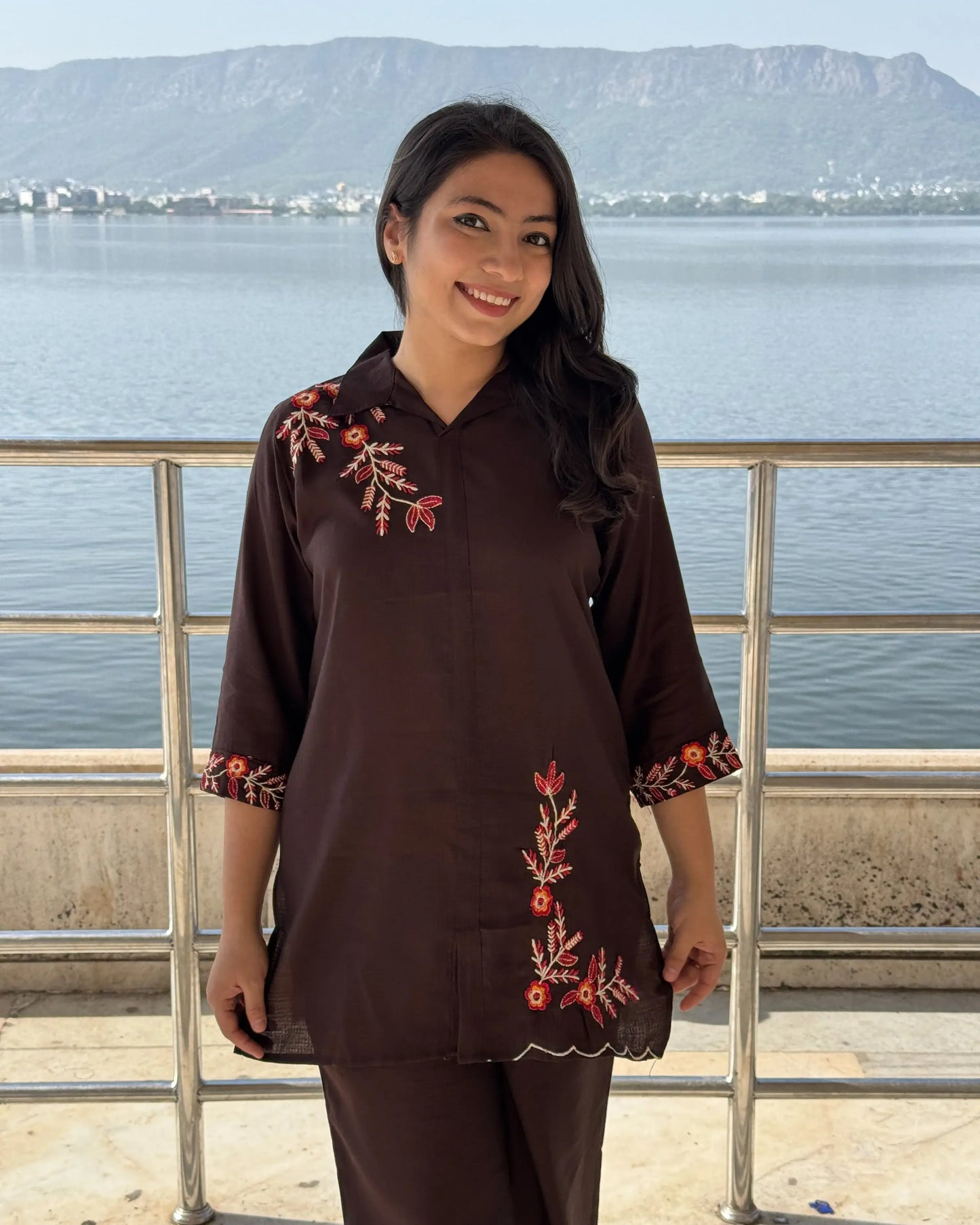 Shirt Pattern Coord with Work(brown)