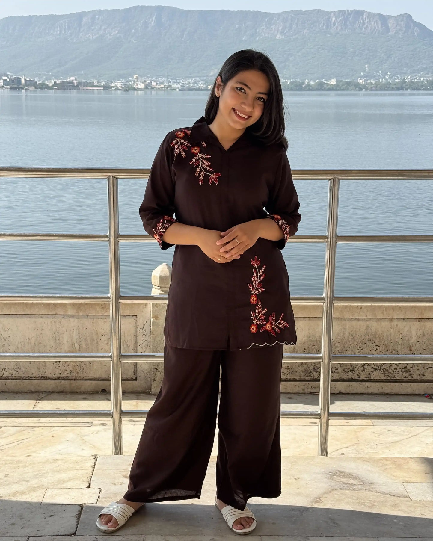 Shirt Pattern Coord with Work(brown)