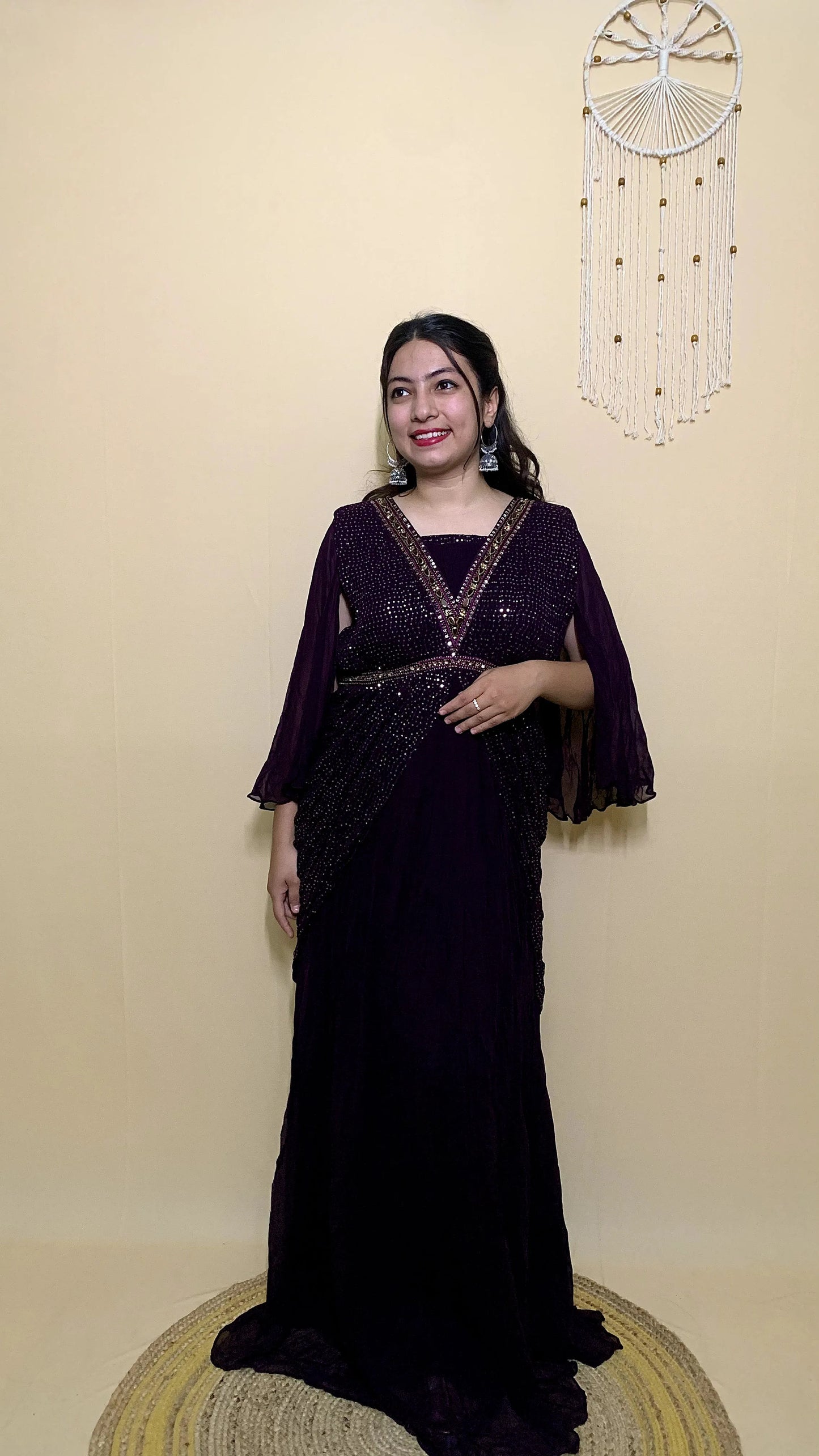 Purple Indowestern Gown