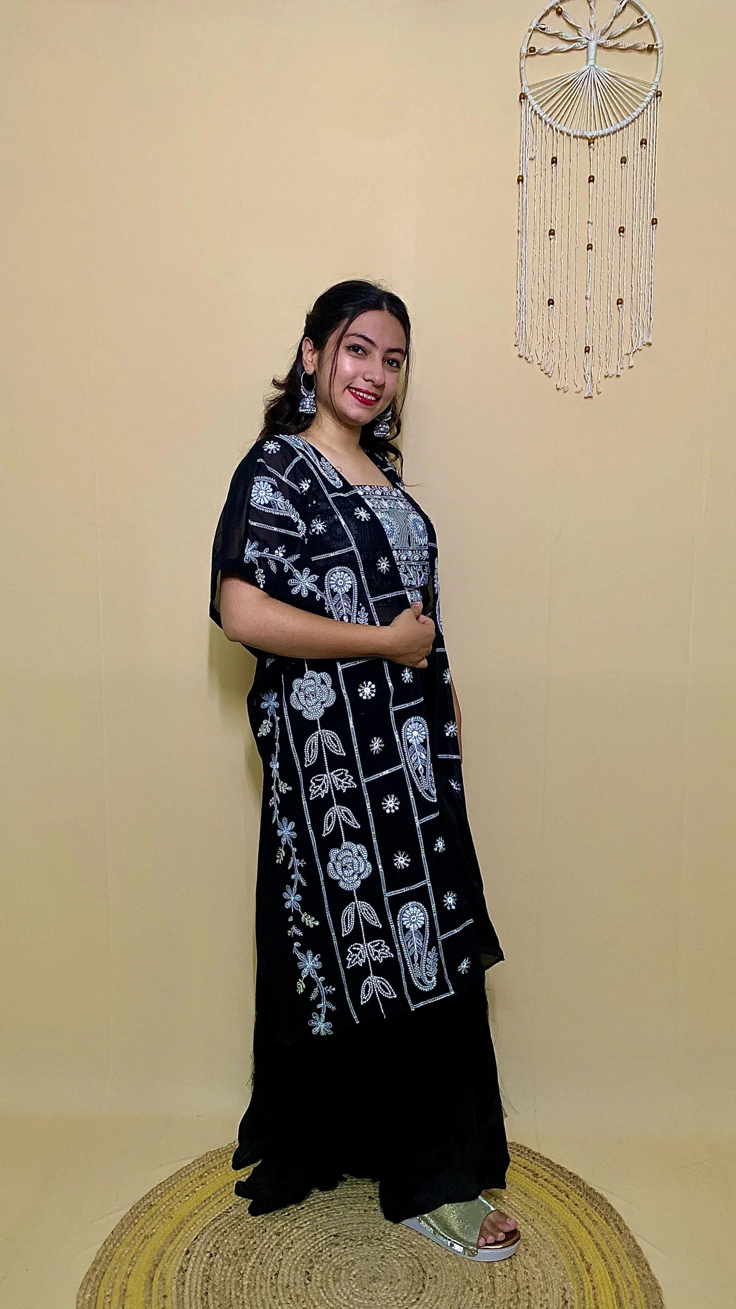 Black 3 piece indowestern set