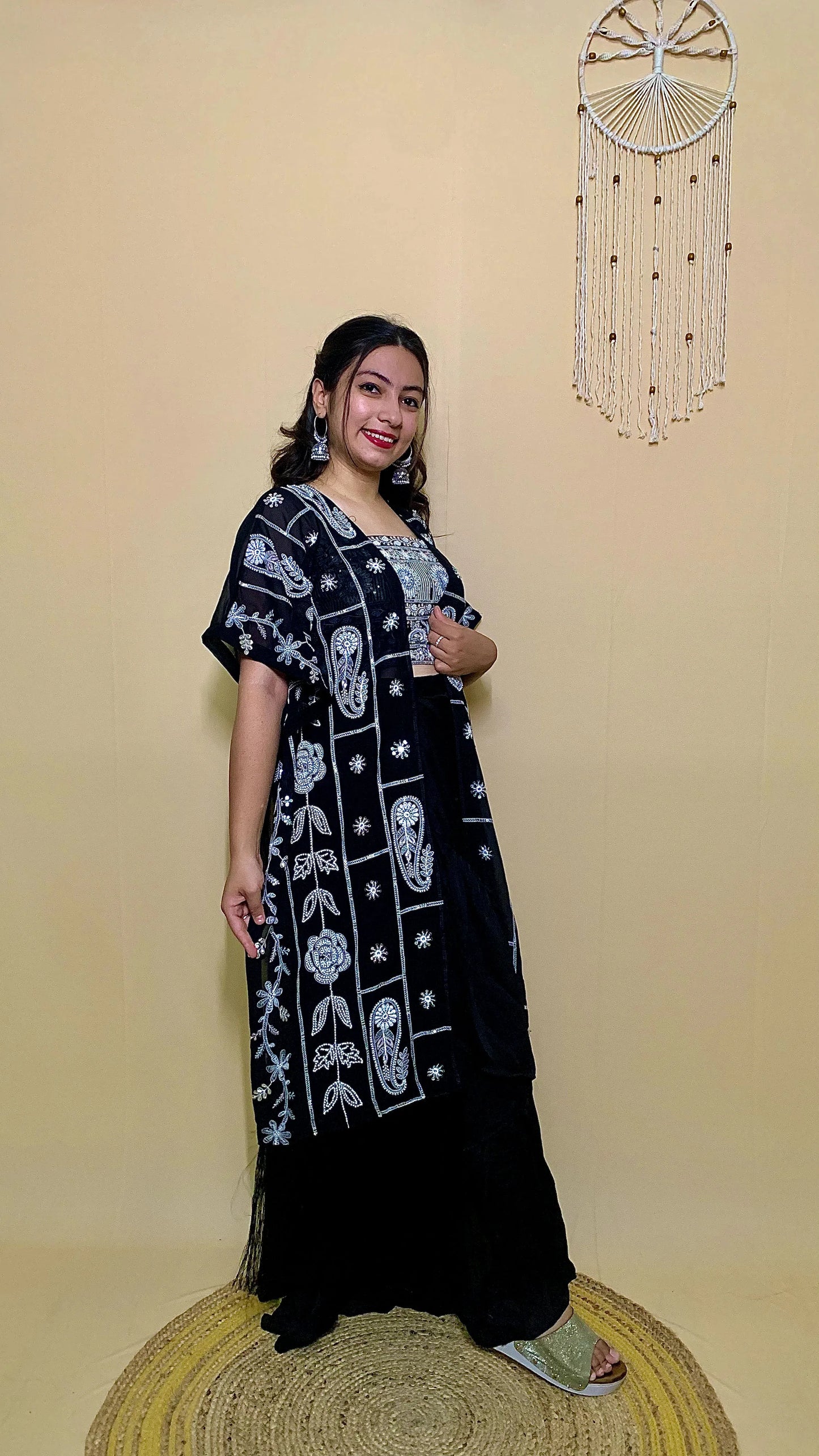 Black 3 piece indowestern set