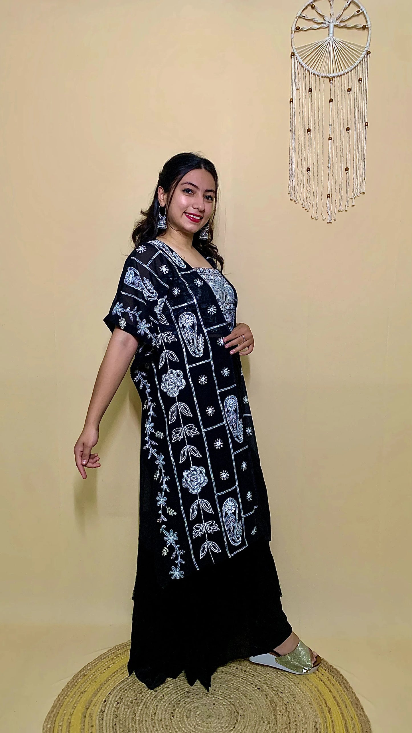 Black 3 piece indowestern set