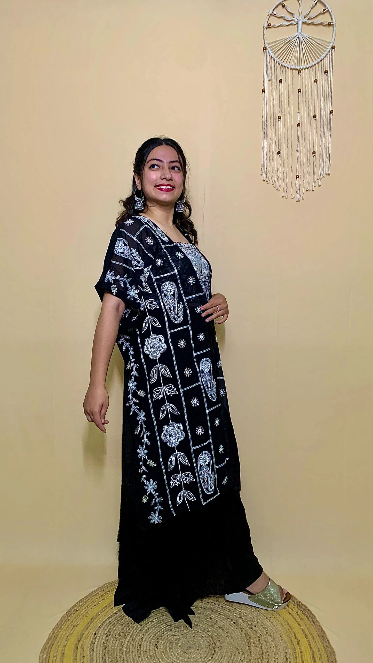 Black 3 piece indowestern set