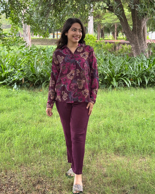 Purple Shirt Coord Set