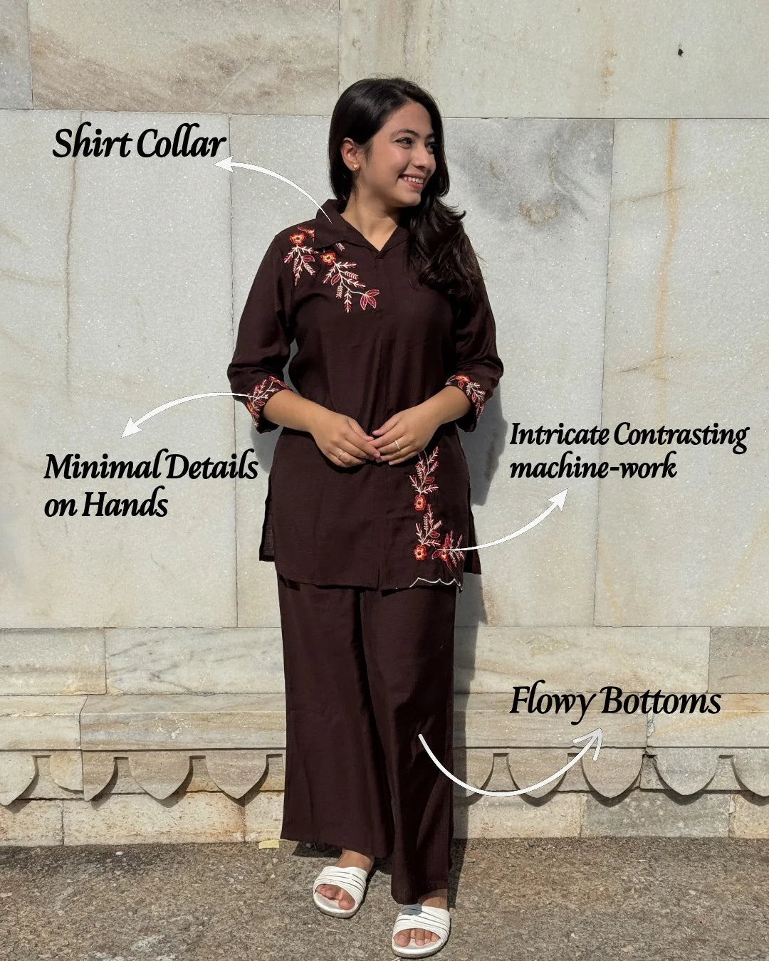Shirt Pattern Coord with Work(brown)