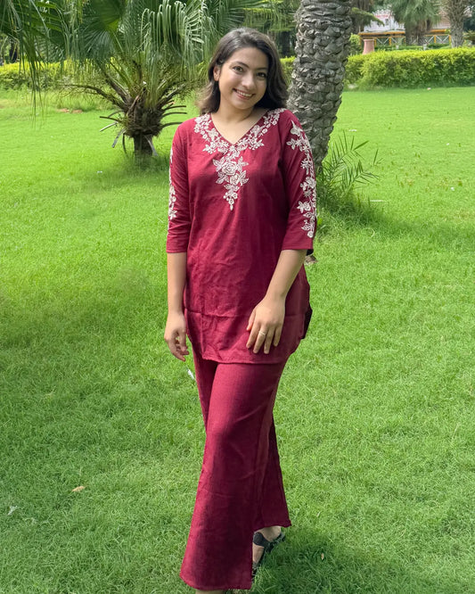 Maroon Red Coord Set