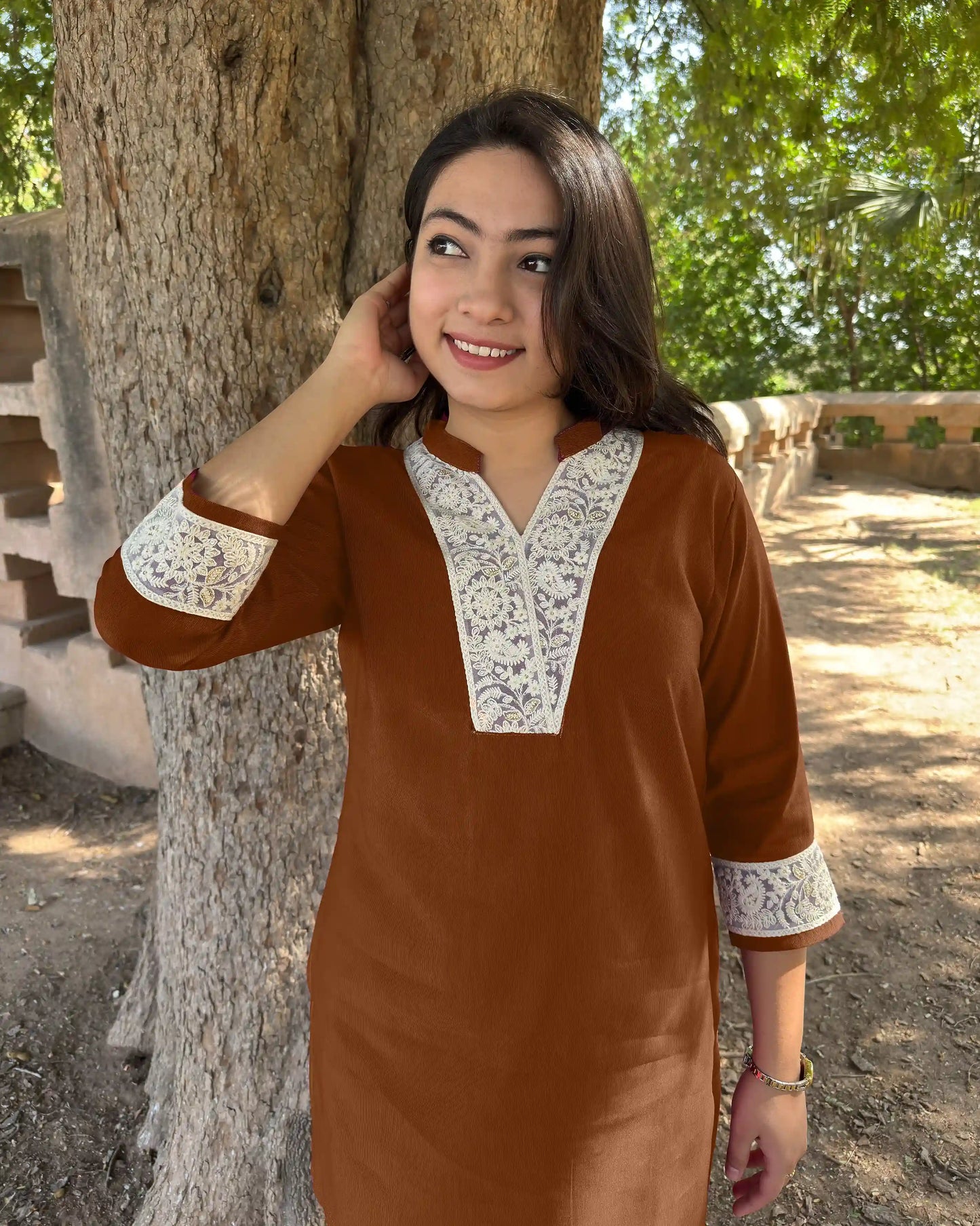 Lacework Palazzo Coord Set brown